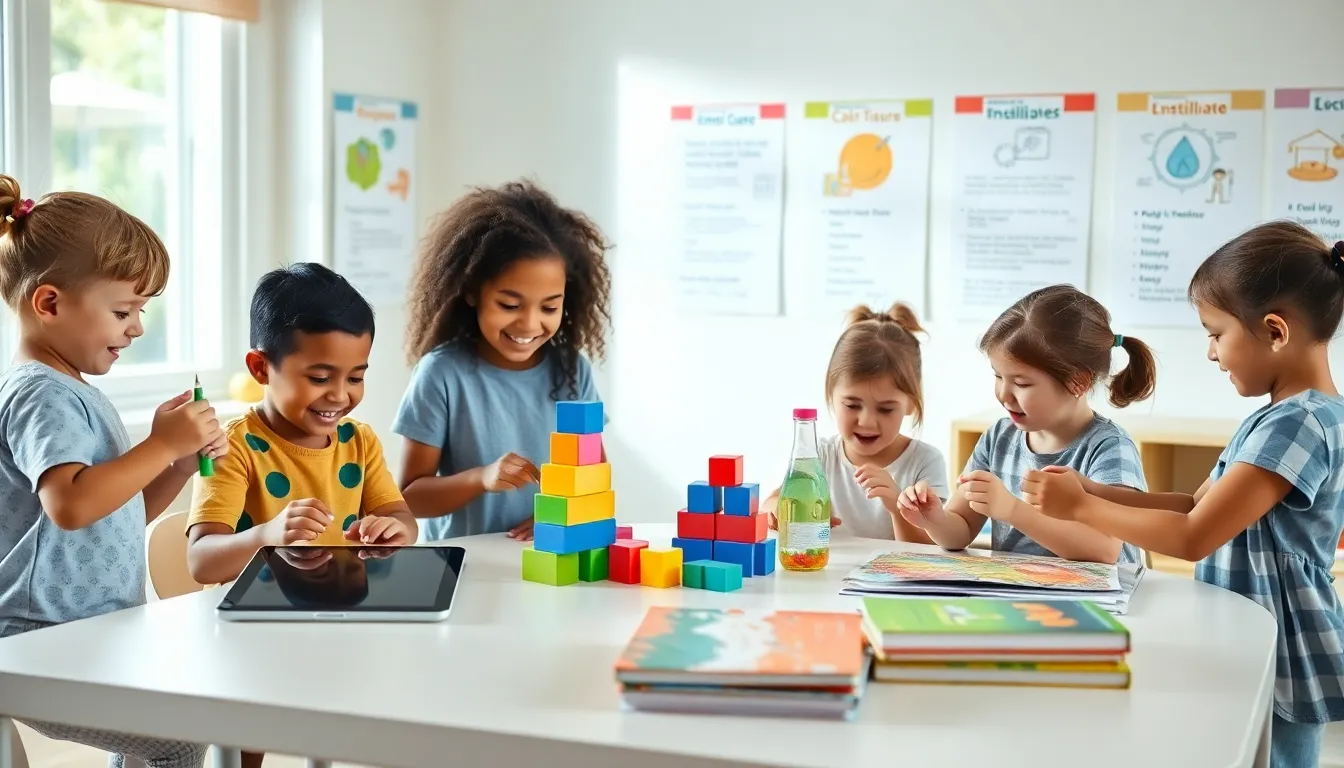 children learning together in a vibrant classroom setting.