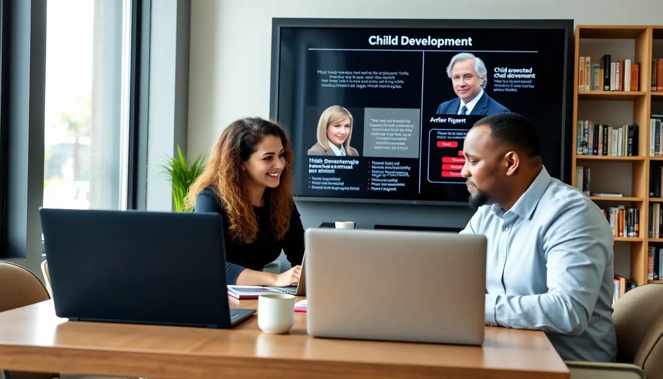 professionals participating in an online child development class.